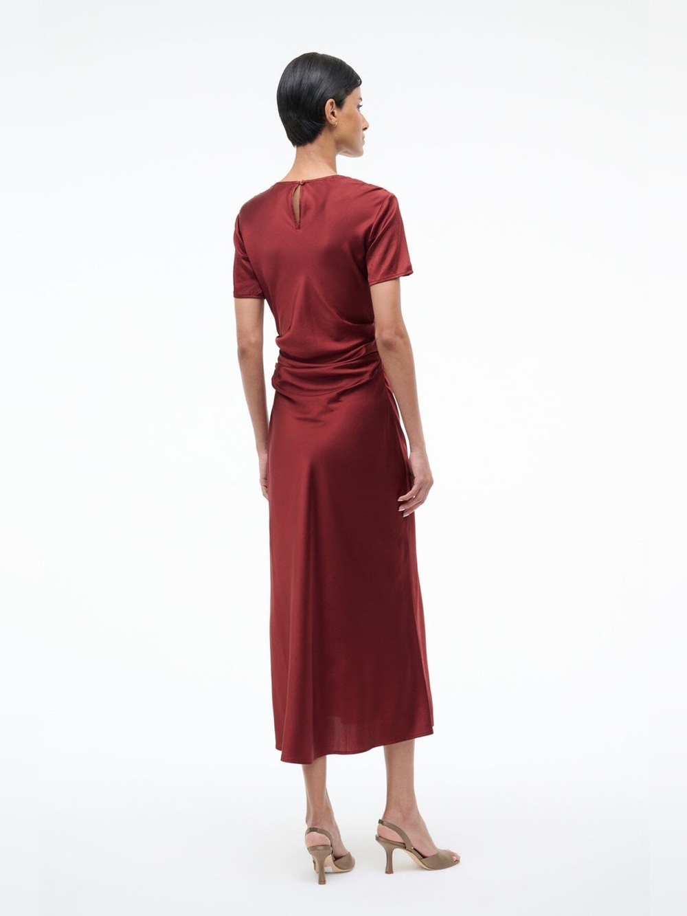 Staud Marcel Silk Dress in Sangria 4 - Picture 7 of 11
